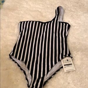 Sea Beauty One Shoulder Striped One Piece Swimsuit